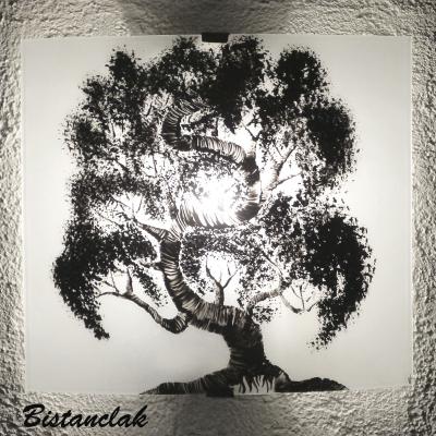 applique murale artisanale blanche au motif d un arbre bonsai