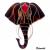 Vente en ligne de la decoration murale vitrail tete d elephant brun meche et rouge creation artisanale francaise par bistanclak