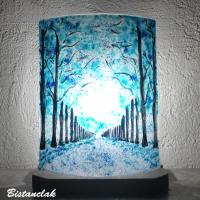 lampe demi cylindre motif allee d arbres turquoise