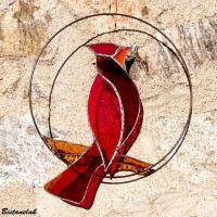 Vitrail oiseau cardinal rouge vendu en ligne